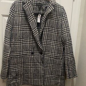 Talbots Classic Black and White Houndstooth Blazer